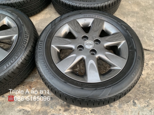 ล้อแม็ก Nissan March ขอบ 15 สีเทากัน พร้อมยาง 185-60-15 Bridgestone ปี 17 สภาพสวย ดอกยางหนาปึก