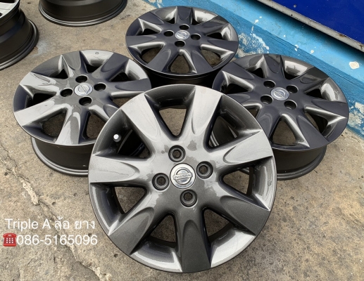 ล้อแม็ก  4รู100 Nissan March ขอบ 15 สีเทากัน สภาพสวย