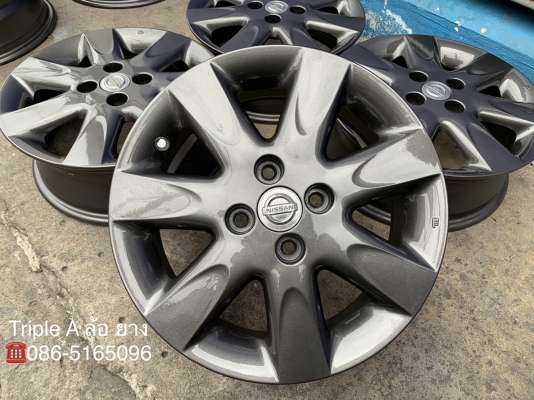 ล้อแม็ก  4รู100 Nissan March ขอบ 15 สีเทากัน สภาพสวย