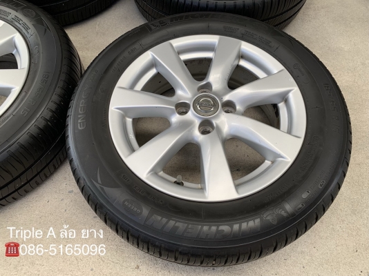 ล้อแม็ก Nissan Almera ขอบ 15 พร้อมยาง Michelin 185-65-15 ปี 15 แม็กเดิม ดอกยางหนาปึก ใส่กับ Almera หรือ March ได้เลย