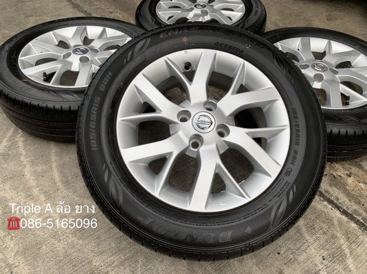 ล้อแม็กป้ายแดง 4รู100 Nissan Note,Almera ,March ขอบ 15 พร้อมยางป้ายแดง Dunlop 185-65-15 ปี 18 สวยกริ๊บๆ