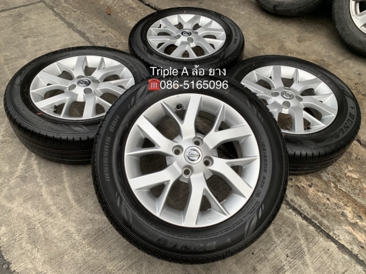ล้อแม็กป้ายแดง 4รู100 Nissan Note,Almera ,March ขอบ 15 พร้อมยางป้ายแดง Dunlop 185-65-15 ปี 18 สวยกริ๊บๆ