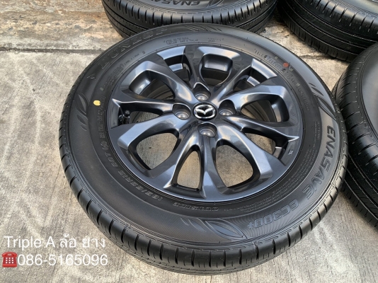 ล้อแม็กป้ายแดง Mazda 2 ขอบ 15 สีดำ พร้อมยางใหม่ป้ายแดง Dunlop 185-65-15 ปลายปี 18 สวยกริ๊บ เส้นสีชัด