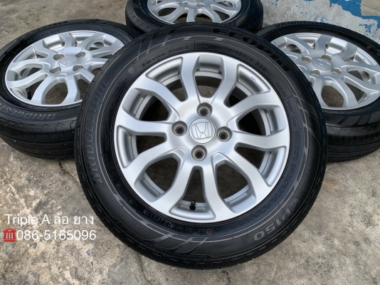 ล้อแม็ก Honda Brio Amaze ขอบ 14 พร้อมยาง 175-65-14 Bridgestone ปี 17 สภาพดี ดอกยางหนาปึก