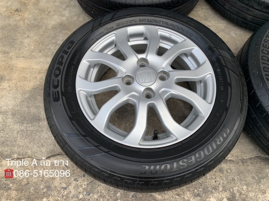 ล้อแม็ก Honda Brio Amaze ขอบ 14 พร้อมยาง 175-65-14 Bridgestone ปี 17 สภาพดี ดอกยางหนาปึก