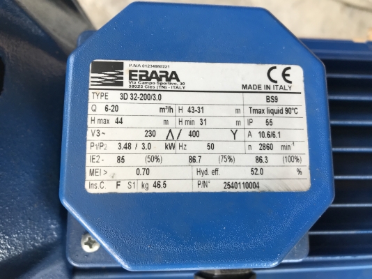 ขายปั๊มน้ำหอยโข่ง Ebara 4HP. 380V made in Italy รุ่นแรงดันสูง หัวเหล็ก ใบพัดสแตนเลส ขนาดเข้า 2นิ้ว ออก 1.2นิ้ว ของใหม่ในลัง ไม่เคยใช้งาน มี 2ตัวครับ ราคาตัวละ 9,500 บาท ขายปั๊มน้ำหอยโข่ง Ebara 4HP. 380V made in Italy รุ่นแรงดันสูง หัวเหล็ก ใบพัดสแตนเลส ขนาดเข้า 2นิ้ว ออก 1.2นิ้ว ของใหม่ในลัง ไม่เคยใช้งาน มี 2ตัวครับ ราคาตัวละ 9,500 บาท
