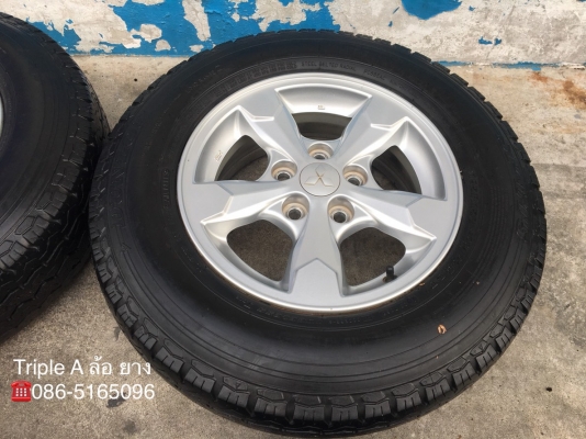 ล้อแม็ก 5รู114 Mitsu Triton ขอบ 15 พร้อมยางป้ายแดง 195 R15 Dunlop ปี 18 แม็กสวย ดอกเต็มๆ มีตุ่มทุกเส้น