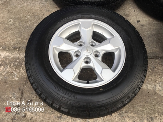 ล้อแม็ก 5รู114 Mitsu Triton ขอบ 15 พร้อมยางป้ายแดง 195 R15 Dunlop ปี 18 แม็กสวย ดอกเต็มๆ มีตุ่มทุกเส้น