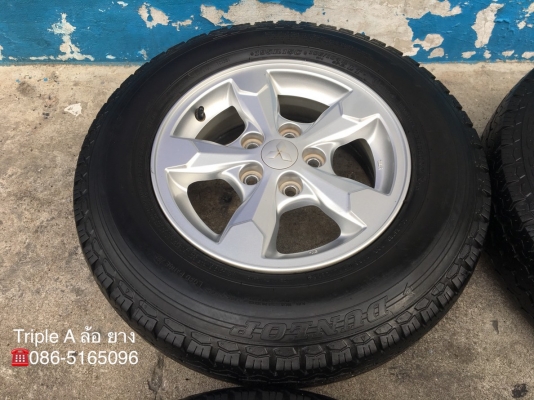 ล้อแม็ก 5รู114 Mitsu Triton ขอบ 15 พร้อมยางป้ายแดง 195 R15 Dunlop ปี 18 แม็กสวย ดอกเต็มๆ มีตุ่มทุกเส้น