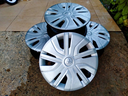 กระทะถอดป้ายแดงเก๋งมิตซูบิชิ ขอบ14 4รู100 พร้อมฝาครอบ ชุด 4วง