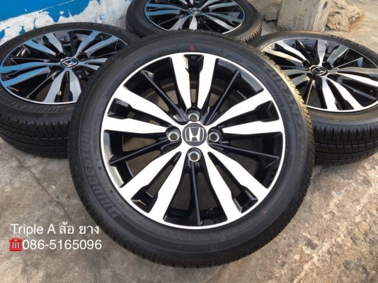 ล้อแม็กป้ายแดง Honda Jazz GK ตัวท๊อป ขอบ16 พร้อมยางป้ายแดง Bridgestone 185-55-16 ปี18 แม็กสวยกริ๊บๆ มีตุ่ม