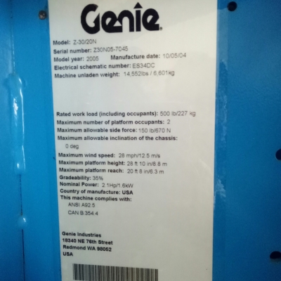 รถกระเช้าเก่านอก Genie Z30/20 สนใจโทร 061-4194021 ภู