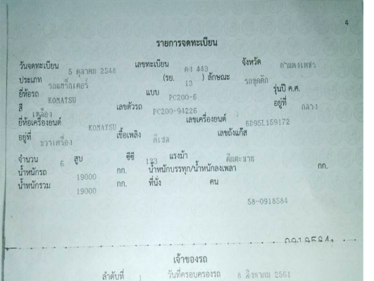 แบคโฮ KOMATSU PC200-6 **ขายตามสภาพ + เอกสารครบ แบคโฮ KOMATSU PC200-6 **ขายตามสภาพ + เอกสารครบ