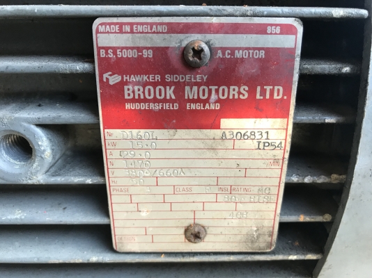 ขายมอเตอร์ไฟฟ้า Brook Crompton 20HP.(15Kw.) 380V 1450rpm. made in England รุ่นทำอังกฤษแท้ สภาพสวยเดิมๆ หมุนนิ่ม พร้อมใช้งาน