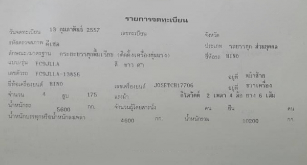 รถฮีโน่ 6 ล้อ ( ไม่ดั้ม ) FC9J 175 แรงม้า. ปี 57. สนใจติดต่อ 081 - 6079515