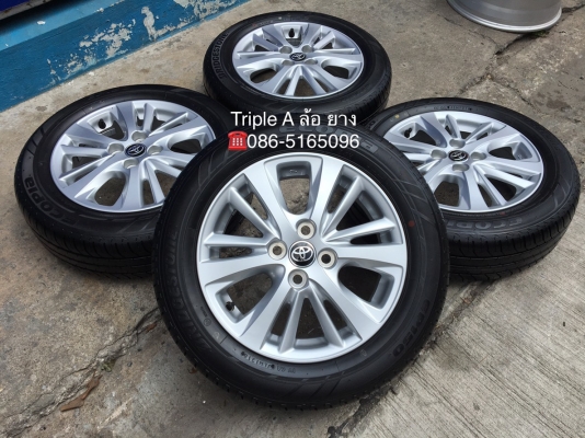 ล้อแม็กป้ายแดง Toyota Yaris Ativ ขอบ 15 พร้อมยางใหม่ป้ายแดง Bridgestone 185-60-15 ปลายปี 18 ใหม่กริ๊บๆ
