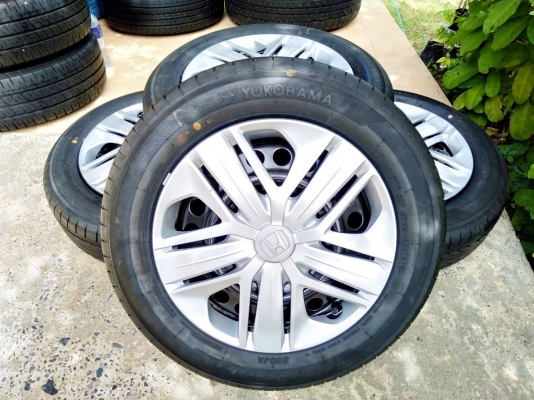 ล้อกระทะเก๋งฮอนด้า ถอดป้ายแดง ขอบ15 4รู100 พร้อมยางโยโกฮาม่า ปี18 ชุด 4ล้อ ล้อกระทะเก๋งฮอนด้า ถอดป้ายแดง ขอบ15 4รู100 พร้อมยางโยโกฮาม่า ปี18 ชุด 4ล้อ