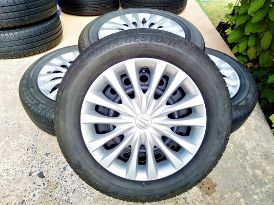 ล้อกระทะเก๋งซูซูกิ ขอบ15 4รู100 พร้อมยางบริดสโตน อีโคเปีย 185/65R15 ปี17,16 ชุด 4ล้อ