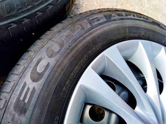 ล้อกระทะเก๋งซูซูกิ ขอบ15 4รู100 พร้อมยางบริดสโตน อีโคเปีย 185/65R15 ปี17,16 ชุด 4ล้อ