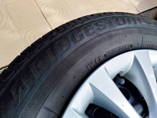 ล้อกระทะเก๋งซูซูกิ ขอบ15 4รู100 พร้อมยางบริดสโตน อีโคเปีย 185/65R15 ปี17,16 ชุด 4ล้อ