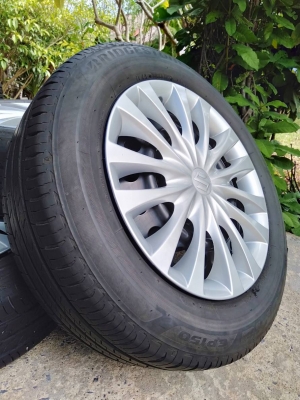 ล้อกระทะเก๋งซูซูกิ ขอบ15 4รู100 พร้อมยางบริดสโตน อีโคเปีย 185/65R15 ปี17,16 ชุด 4ล้อ