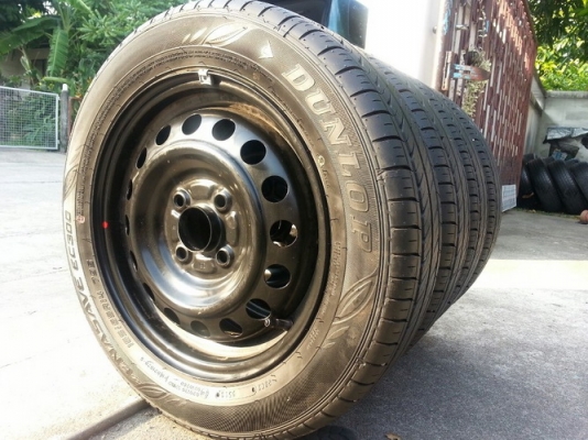 กะทะ14มิราจ4รู100 + ยาง Dunlop 165/65/14 ปี13 เส้นอยู่ครบสวยๆ