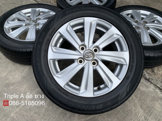 ล้อแม็ก Toyota Vios Yaris 8 ก้าน ขอบ 15 พร้อมยาง 185-60-15 Dunlop ปี 15 แม็กสภาพดี ดอกยางหนา