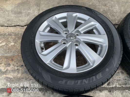 ล้อแม็ก Toyota Vios Yaris 8 ก้าน ขอบ 15 พร้อมยาง 185-60-15 Dunlop ปี 15 แม็กสภาพดี ดอกยางหนา