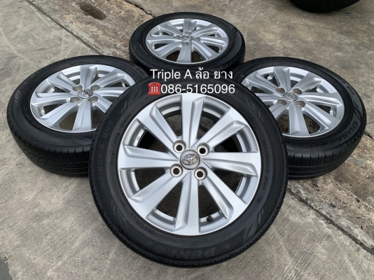 ล้อแม็ก Toyota Vios Yaris 8 ก้าน ขอบ 15 พร้อมยาง 185-60-15 Dunlop ปี 15 แม็กสภาพดี ดอกยางหนา