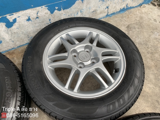ล้อแม็ก Honda 4รู100 ขอบ 14 พร้อมยาง 185-65-14 ปี13