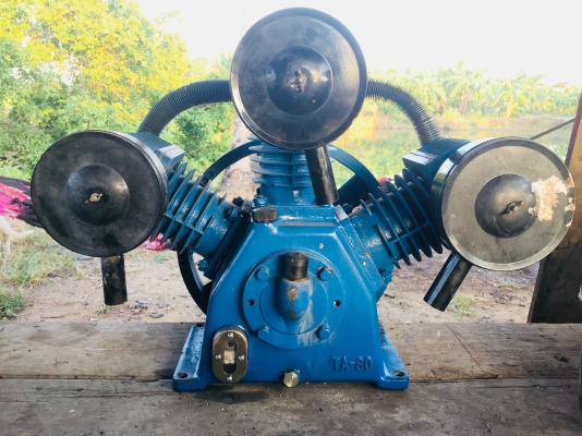 หัวปั๊มลมฟูเซ็ง 5 แรง 3 สูบ รุ่น TA80 สภาพพร้อมใช้งาน ปั๊มลมเร็ว