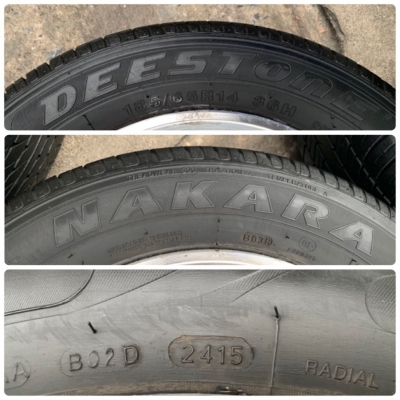 ล้อแม็ก 4รู100 ขอบ 14 พร้อมยาง 185-65-14 ปลายปี 14 ดอกยางหนาปึกทุกเส้น