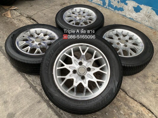 ล้อแม็ก 4รู100 ขอบ 14 พร้อมยาง 185-65-14 ปลายปี 14 ดอกยางหนาปึกทุกเส้น