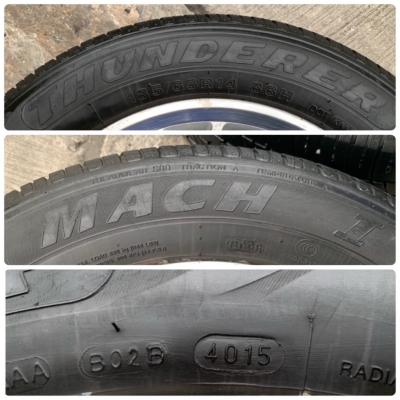 ล้อแม็ก 4รู100 ขอบ 14 พร้อมยาง 185-65-14 ปลายปี 14 ดอกยางหนาปึกทุกเส้น