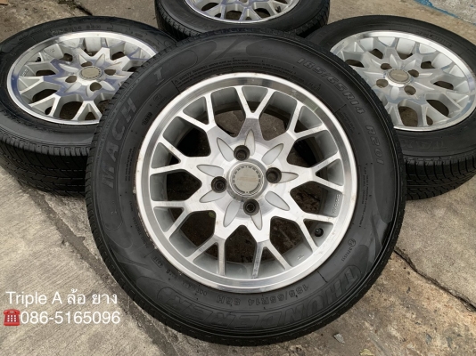 ล้อแม็ก 4รู100 ขอบ 14 พร้อมยาง 185-65-14 ปลายปี 14 ดอกยางหนาปึกทุกเส้น