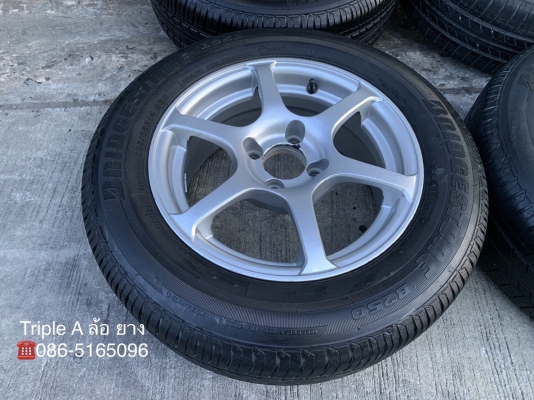 ล้อแม็ก 4รู100 PROMAX MODEL6 ขอบ 14 พร้อมยาง 185-65-14 Bridgestone ปี 14 สภาพดี ดอกยางหนาปึก