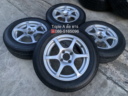 ล้อแม็ก 4รู100 PROMAX MODEL6 ขอบ 14 พร้อมยาง 185-65-14 Bridgestone ปี 14 สภาพดี ดอกยางหนาปึก