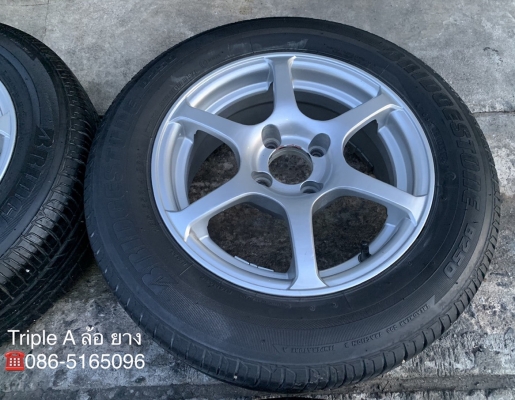 ล้อแม็ก 4รู100 PROMAX MODEL6 ขอบ 14 พร้อมยาง 185-65-14 Bridgestone ปี 14 สภาพดี ดอกยางหนาปึก