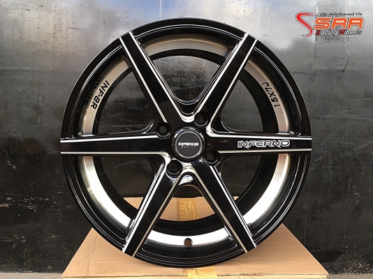 INFERNO INF-8R ขอบ15 4x100 สีดำคลิบเงิน