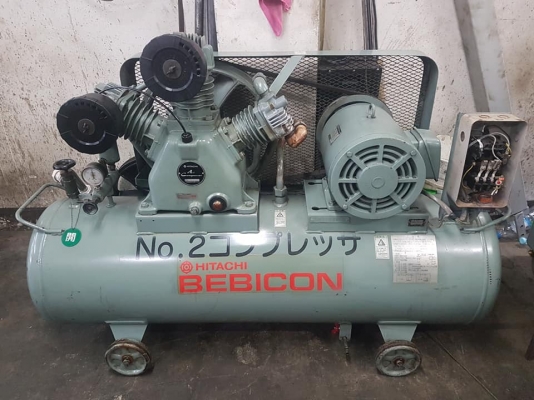 **ขายถูกๆ ปั้มลมมือสอง(เก่านอก-แห้งๆญี่ปุ่น)** HITACHI-BEBICON 10 แรง  2Stage  ทดสอบเรียบร้อย ทำงานได้ดีมากๆ นิ่งๆเงียบๆพร้อมใช้งานครับ