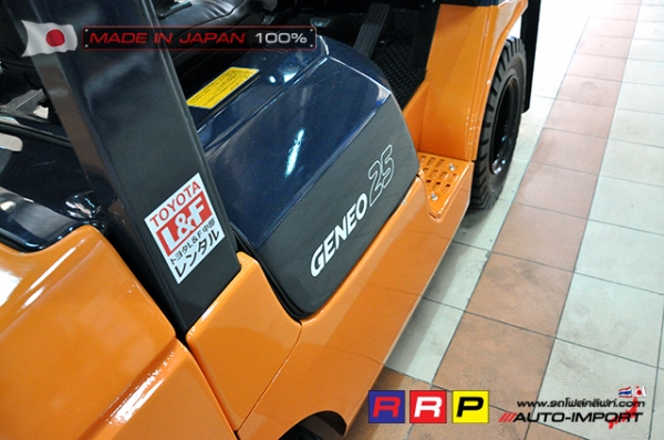 ขายรถโฟล์คลิฟท์มือสอง TOYOTA รุ่น 7FD25-25345 นำเข้าจากประเทศญี่ปุ่น 100\% ไม่เคยใช้งานในไทย