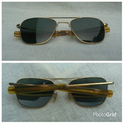 แว่นตาอเมริกันเสืออากาศ 23 K วินเทจยุค &#039;70s ขนาด 138 mm ไซซ์หล่อ ! โมเดลอมตะมาดเข้ม &#039;นักบิ