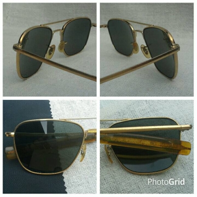 แว่นตาอเมริกันเสืออากาศ 23 K วินเทจยุค &#039;70s ขนาด 138 mm ไซซ์หล่อ ! โมเดลอมตะมาดเข้ม &#039;นักบิ