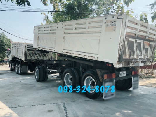 Hino S500 เครื่อง 344 แรง ปี 55 แม่ลูกกระบะดัพม์สามมิตรแท้ เบรคแห้ง #รถป้ายแดงมือเดียว #น้ำหนักบรรทุกได้31.40ตัน ยางดี พร้อมใช้งาน ทะเบียนพร้อมโอน
