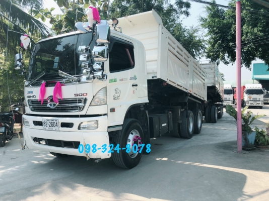 Hino S500 เครื่อง 344 แรง ปี 55 แม่ลูกกระบะดัพม์สามมิตรแท้ เบรคแห้ง #รถป้ายแดงมือเดียว #น้ำหนักบรรทุกได้31.40ตัน ยางดี พร้อมใช้งาน ทะเบียนพร้อมโอน