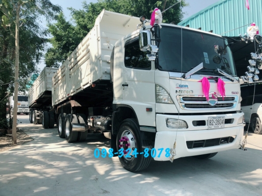 Hino S500 เครื่อง 344 แรง ปี 55 แม่ลูกกระบะดัพม์สามมิตรแท้ เบรคแห้ง #รถป้ายแดงมือเดียว #น้ำหนักบรรทุกได้31.40ตัน ยางดี พร้อมใช้งาน ทะเบียนพร้อมโอน