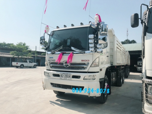 Hino S500 เครื่อง 344 แรง ปี 55 แม่ลูกกระบะดัพม์สามมิตรแท้ เบรคแห้ง #รถป้ายแดงมือเดียว #น้ำหนักบรรทุกได้31.40ตัน ยางดี พร้อมใช้งาน ทะเบียนพร้อมโอน