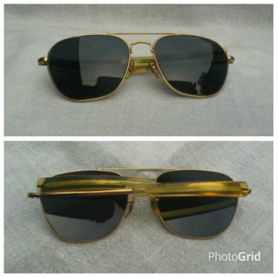 แว่นตาอเมริกันเสืออากาศ 23 K วินเทจยุค &#039;70s ขนาดมาตรฐาน - ใหญ่ 145 mm อุ๊ต๊ะ ! หายาก ! โมเดลอมต