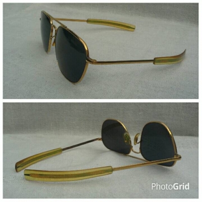 แว่นตาอเมริกันเสืออากาศ 23 K วินเทจยุค &#039;70s ขนาดมาตรฐาน - ใหญ่ 145 mm อุ๊ต๊ะ ! หายาก ! โมเดลอมต
