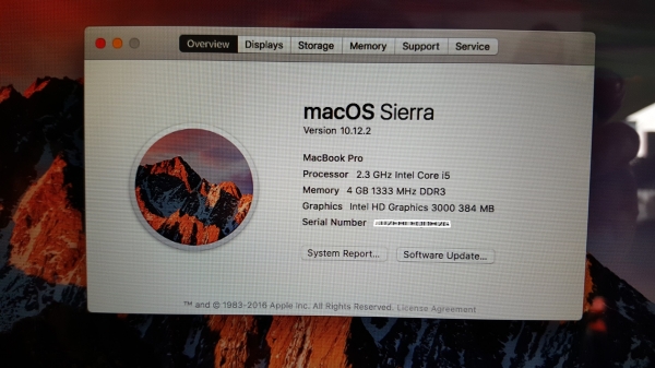 ขายMacbook Pro 13-inch (2011) 2.3GHz Core i5 RAM 4GB HDD 3200GB ใช้งานปกติ ขายถูก 12,500บาท